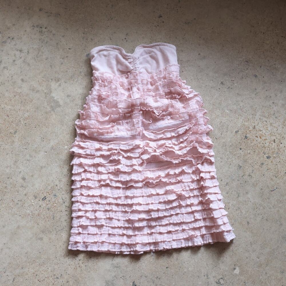 J.Crew Collection Pink Ruffle Smocked Mini Dress Size S